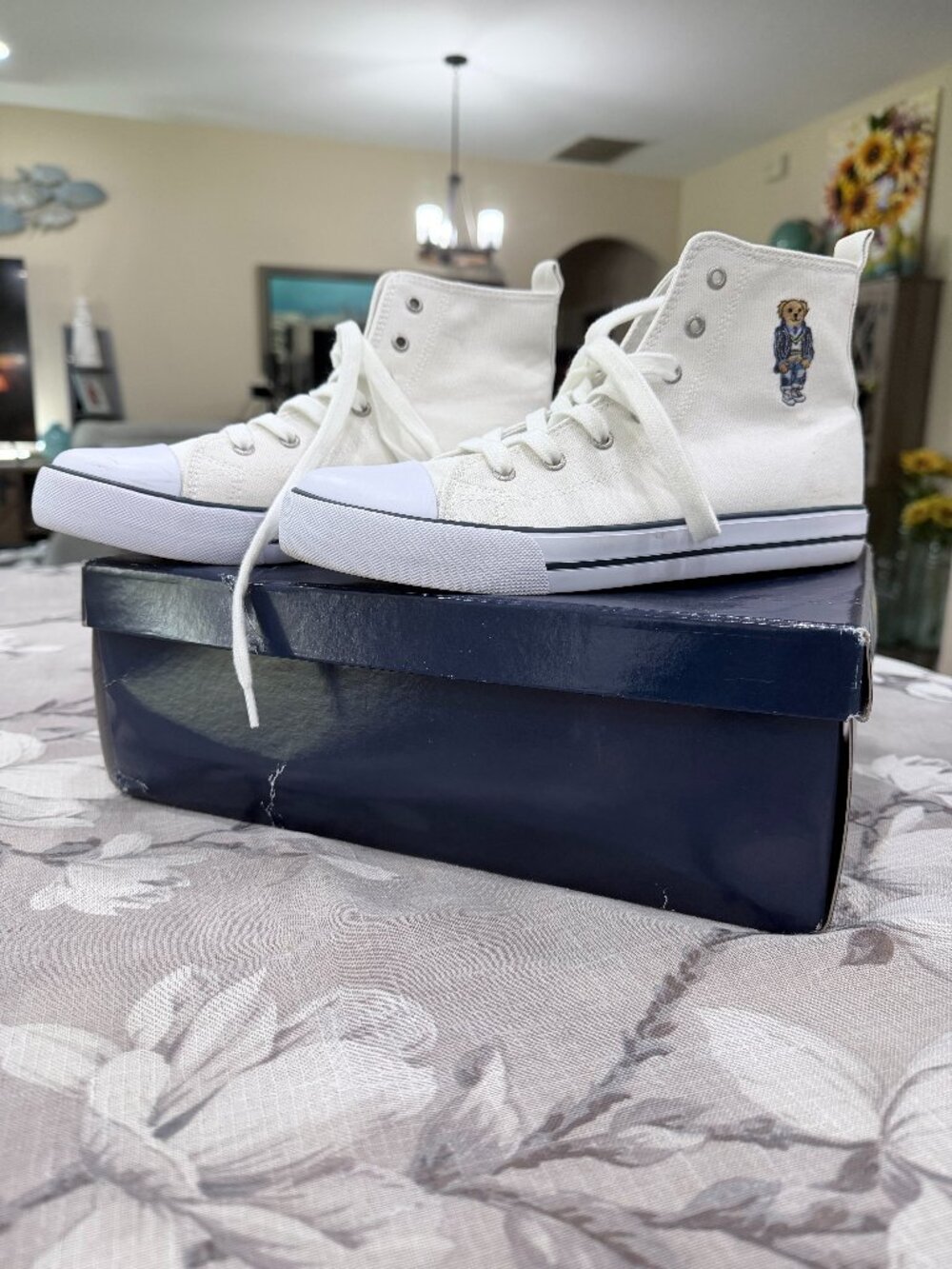 Polo Ralph Lauren Polo Bear Hampton Hi II Sneakers Juniors 6 White w Box